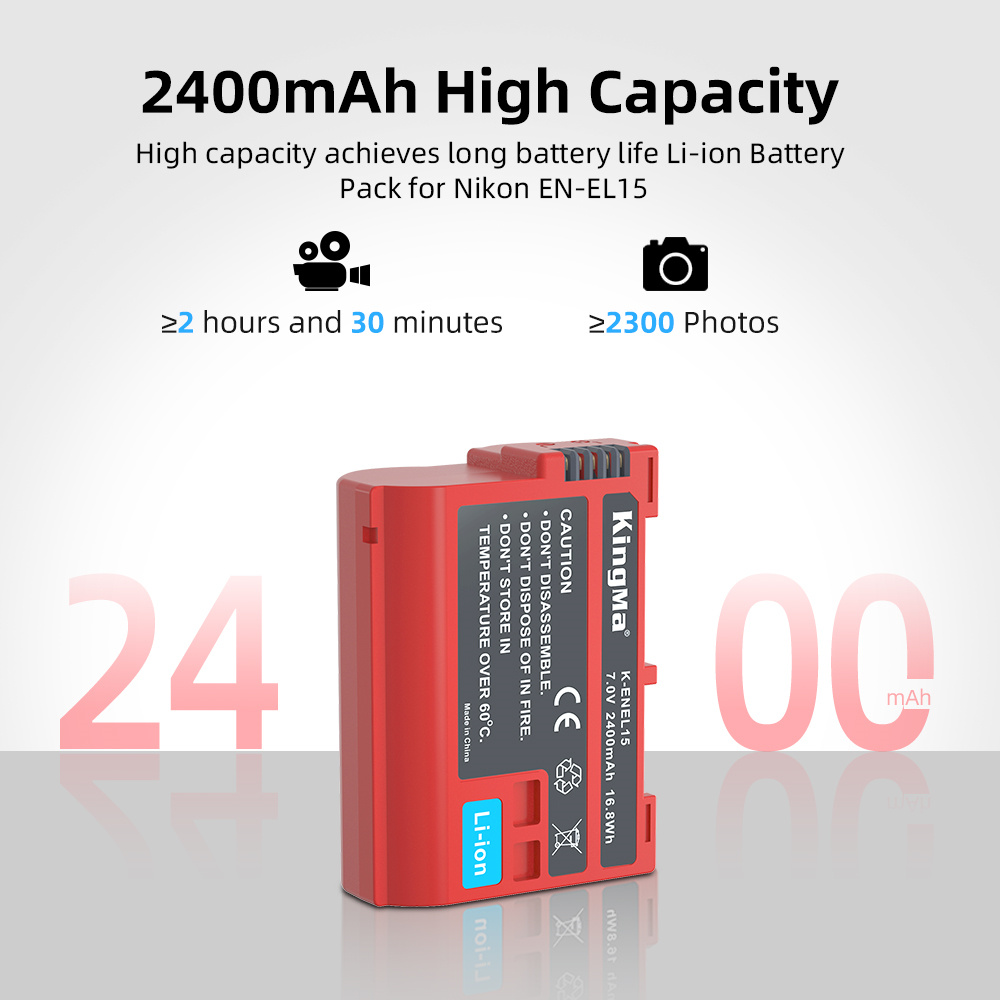 Kingma EN-EL15 baterija 2400mAh za Nikon fotoaparate - 5